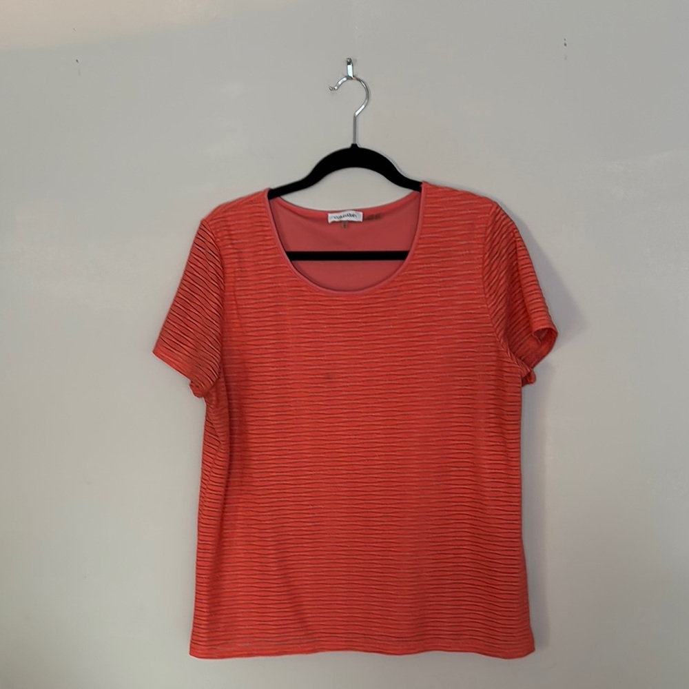 Calvin Klein Coral Striped Short Sleeve Tee